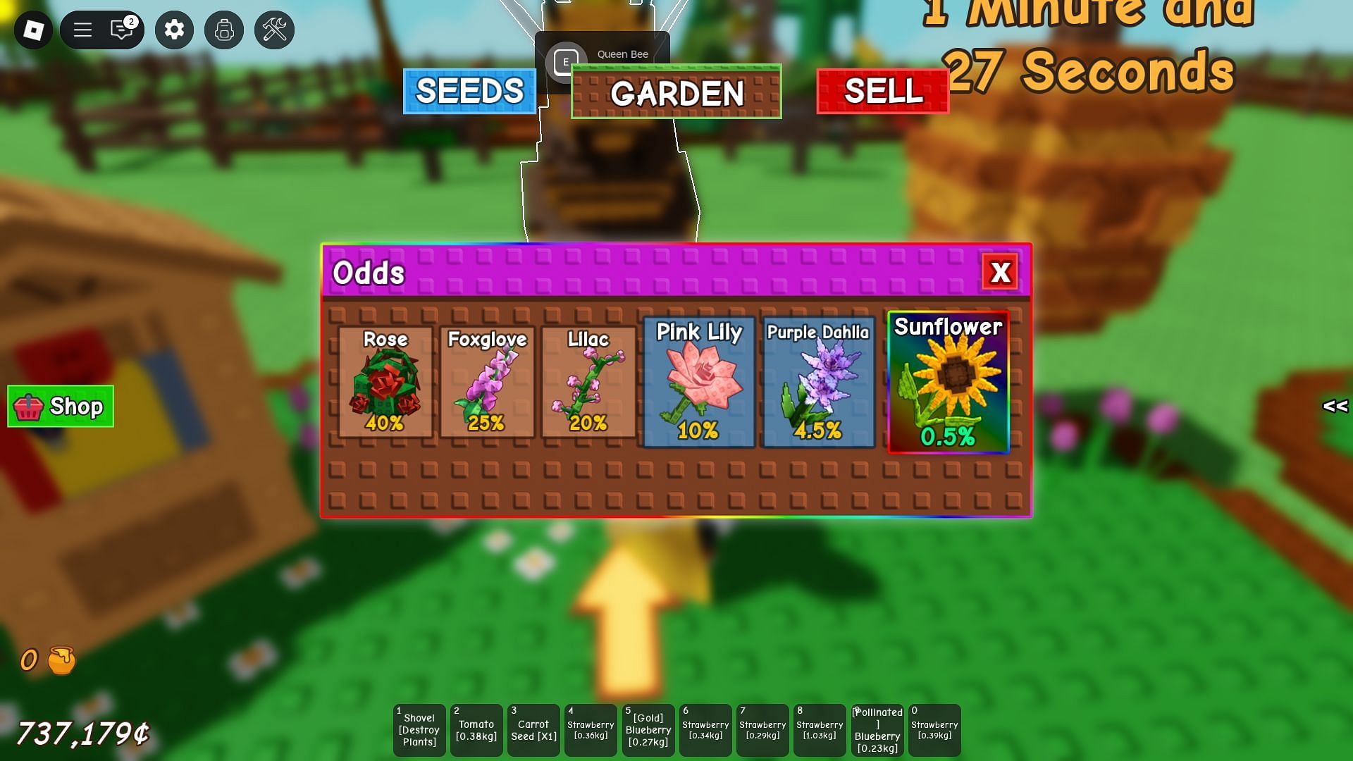 The Purple Dahlia pull odds (Image via Roblox)